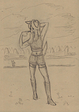 athletic athletic_female boots bottomwear clothing cloud female floppy_ears flower footwear freckles grass hair hamlet_of_troy hand_behind_head high_heeled_boots high_heels long_hair male midriff plant scarf shirt shoes short_hair shorts sportswear tank_top tongue tongue_out topwear touching_nose tree whiskers unknown_artist bittersweet_candy_bowl fan_character mike_(bcb) bird_dog canid canine canis domestic_cat domestic_dog felid feline felis golden_retriever hunting_dog korat_cat mammal retriever absurd_res hi_res monochrome sketch traditional_media_(artwork)