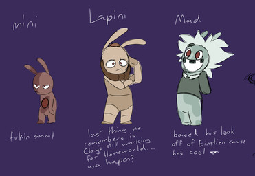ambiguous_anthro ambiguous_gender anthro arms_bent bald beard blue_body blue_clothing blue_fur blue_hair blue_shirt blue_topwear brown_beard brown_eyes brown_facial_hair closed_frown clothed clothed_anthro clothed_male clothing eyewear facial_hair featureless_crotch featureless_feet feet frown fur group grumpy hair hands_behind_back larger_anthro larger_male long_ears male male_anthro messy_hair mitten_hands mouth_closed multicolored_body multicolored_fur no_pupils nude_ambiguous nude_anthro nude_male open_mouth open_smile profanity purple_background red_eyes shirt simple_background size_difference smaller_ambiguous smaller_anthro smile straight_arm straight_legs sunglasses text thinking topwear trio two_tone_body two_tone_fur white_mouth insert-thenewbl-here cartoon_network raving_rabbids rayman_(series) steven_universe ubisoft clay_(species) fan_species gem_(species) hybrid lagomorph mammal rabbid 2024 colored_sketch crossover digital_drawing_(artwork) digital_media_(artwork) english_description english_text flat_colors handwritten_text sketch
