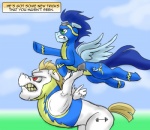 blue_body blue_feathers bulk_biceps_(mlp) comic duo ear_piercing english_text equid equine feathered_wings feathers feral friendship_is_magic green_eyes hair hasbro hooves male mammal my_little_pony mythological_creature mythological_equine mythology pegasus piercing pluckyninja red_eyes soarin_(mlp) text white_body white_feathers wings wonderbolts_(mlp)