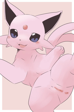 4_fingers anus black_inner_ear black_nose blue_eyes blush blush_lines border cheek_tuft facial_tuft female female_feral feral fingers forehead_gem forked_tail fur gem genitals glistening glistening_eyes humanoid_genitalia humanoid_genitalia_on_feral humanoid_vulva humanoid_vulva_on_feral looking_at_viewer open_mouth open_smile outside_border paws pink_body pink_fur pink_tail quadruped red_anus red_gem simple_background smile smiling_at_viewer solo spread_arms spread_legs spreading tail tuft unusual_anatomy unusual_tail vulva white_border pu_sukebe nintendo pokemon canid eeveelution espeon generation_2_pokemon mammal pokemon_(species) 2021 digital_drawing_(artwork) digital_media_(artwork)