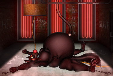 abuse anal anal_penetration anthro bdsm belly big_belly big_breasts bodily_fluids bondage bound breasts brick_wall chain diarrhea feces feeding feeding_tube female floor_bondage force_feeding forced fur gag genital_fluids graffiti hair heart_symbol heat_(temperature) inflation insult living_septic_tank medical_instrument navel navel_fetish navel_penetration navel_poke navel_popping nipples nude open_mouth outie_navel peeing penetration pipelining questionable_consent red_hair scientific_instrument sewage slave solo spread_eagle sweat temperature_play torture urine wall_(structure) yellow_eyes viktor1000 canid canine mammal digital_media_(artwork) full-length_portrait portrait