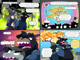 angry annoyed anthro black_body black_fur digestion electronics female female_prey fire flaming_hair flaming_tail fur green_eyes grey_body grey_fur grey_hair hair jacakl male male_pred monitor monitors post_vore_weight_gain pseudo_hair red_eyes screen tail tan_body tan_fur vore dirtymac bovid caprine dasyurid dasyuromorph goat mammal marsupial tasmanian_devil 4:3 absurd_res comic hi_res