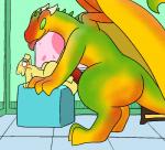 anthro blush bodily_fluids digitigrade duo erection female genitals horn imminent_sex inside male nude penis size_difference sweat tail tongue trout_(artist) mythology undertale undertale_(series) alphys mango_pervdragon dragon mythological_creature mythological_scalie reptile scalie 2016