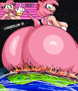 accessory anthro big_breasts big_butt biped bottomless breasts butt butt_crush clothed clothing continent female female_anthro fur globe green_eyes hair headband huge_butt hyper hyper_butt looking_back macro macro_anthro macro_female pink_body pink_fur pink_hair planet sea smile solo star tail text underwear water wide_hips generalgodzilla sega sonic_the_hedgehog_(series) amy_rose eulipotyphlan hedgehog mammal 2025 artist_name colored digital_media_(artwork) english_text low_res pixel_(artwork)