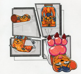 anthro claws container duo feet flattened flattening_fetish foot_fetish foot_focus foot_play inanimate_transformation insole jar male male/male pawpads paws stuck_to_foot taffy_puller toe_claws transformation seafluffart squishdingo_(character) canid canine canis dingo mammal hi_res