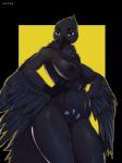 anthro beak black_nipples breasts feathers female genitals innie_pussy nipples non-mammal_breasts nude pussy runes solo wings racoe lucidum avian bird corvid corvus_(genus) oscine passerine raven 2019 3:4 hi_res