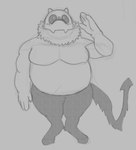 5_fingers anthro black_sclera blush blush_lines bone crotch_tuft cute_fangs fangs fingers front_view fur furry_tail gesture grey_background hooves horn male moobs nude nude_male overweight overweight_male ruff salute simple_background skull skull_head solo spade_tail standing tail teeth tuft unguligrade nobodyshouse monster_smash keth_(monster_smash) demon 2020 digital_drawing_(artwork) digital_media_(artwork) guide_lines monochrome sketch