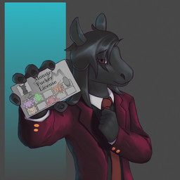 5_fingers anthro black_body black_clothing black_fur black_hair black_nails brown_eyes clothing colored_nails countershading fingers fur hair looking_at_viewer male nails necktie red_clothing red_necktie simple_background solo wolli_mazangui alien_(franchise) league_of_legends monster_fucker_permit riot_games tencent smolder_(lol) equid equine horse mammal 1:1 absurd_res half-length_portrait hi_res huge_filesize portrait