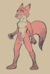 animal_genitalia animal_penis anthro balls canine_genitalia canine_penis chest_tuft erection featureless_feet feet genitals male nude penis smile solo standing tuft blazera disney zootopia nick_wilde canid canine fox mammal red_fox true_fox hi_res