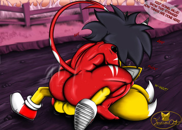 age_difference anthro balls big_balls big_breasts big_butt black_hair breasts butt dominant dominant_female duo female genitals hair horn male male/female older_female red_body red_skin tail young young_anthro younger_male foxium hellaverse helluva_boss sega sonic_the_hedgehog_(series) miles_prower millie_(helluva_boss) canid canine fox imp mammal crossover hi_res