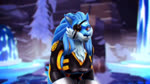 anthro blue_body blue_fur blue_hair breasts clothed clothing ear_piercing ear_ring eye_patch eyewear female fire fur hair outside piercing red_body red_fur red_hair restraints ring_piercing solo tail teeth text tight_clothing shot_one kiera_(shot_one) canid canine canis mammal wolf 16:9 3d_(artwork) 3d_animation animated digital_media_(artwork) long_playtime official_art sound voice_acted webm widescreen
