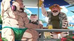 alcohol anthro armpit_hair barazoku beer beverage blush body_hair bulge clothing detailed_background electronics eyes_closed food fur group hat headgear headphones headphones_around_neck headwear kemono male muscular muscular_male overweight overweight_male shirt sitting swimwear topwear white_body white_fur nikiciy valkia_(nikiciy) bear canid canine canis felid mammal pantherine tiger wolf 16:9 2021 hi_res widescreen