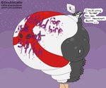 bloated blowing_balloon cloud dialogue inflation outline paint paint_on_body purple_cloud purple_paint speech_bubble spherical_inflation text twitter_handle doublecatte kobold 2020 absurd_res english_text hi_res url