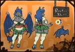 anthro barmaid bat_wings belly big_breasts big_butt blue_hair bottomwear breasts butt chest_tuft cleavage clothed clothing dress fangs female freckles frilly fur grey_body grey_fur hair happy hooves legwear long_hair membrane_(anatomy) membranous_wings merchant sash skirt slightly_chubby smile solo tail teeth thick_thighs thigh_highs tuft wide_hips wings yellow_eyes atryl hasbro my_little_pony fan_character racket_rhine bat_pony equid equine mammal 2025 model_sheet