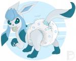 ambiguous_gender claws clean_diaper clothing diaper feral food looking_at_viewer pattern_diaper solo taunting poofy_dragon nintendo pokemon eeveelution generation_4_pokemon glaceon pokemon_(species)