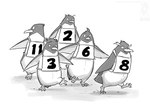 ambiguous_gender beak feathers feral footrace group race running conditional_dnp jollyjack adelie_penguin avian bird crested_penguin penguin rockhopper_penguin 2021 greyscale monochrome