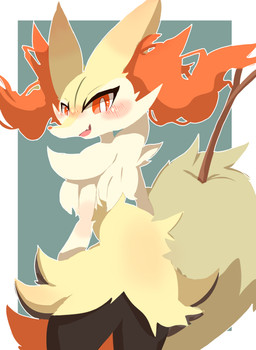 ambiguous_anthro ambiguous_gender anthro arm_tuft biped black_body black_fur blush blush_lines body_blush border cheek_tuft chest_tuft dipstick_tail eyelashes facial_tuft flesh_fang fur hip_tuft inner_ear_fluff looking_at_viewer looking_back looking_back_at_viewer markings multicolored_body multicolored_fur nude_ambiguous nude_anthro object_in_tail open_mouth open_smile orange_body orange_fur orange_inner_ear_fluff orange_tail_tip outline pointy_ears prick_ears rear_view shoulder_tuft simple_background smile solo standing stick stick_in_tail tail tail_markings tapering_snout teal_background thick_eyelashes tongue tuft two_tone_tail white_body white_border white_fur yellow_body yellow_fur yellow_tail izon448 nintendo pokemon braixen canid generation_6_pokemon mammal pokemon_(species) 2023 absurd_res cel_shading colored digital_drawing_(artwork) digital_media_(artwork) hi_res lineless portrait shaded three-quarter_portrait