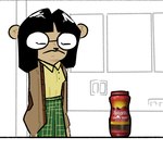 anthro beverage black_hair clothed clothing coffee eyewear female glasses hair kitchen round_glasses simple_background solo white_background gglloooopp folgers_coffee caroline_(gglloooopp) bear mammal 1:1