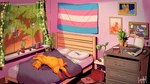2_point_perspective anthro bed bedroom book clock container curtains curtains_open day detailed_background digital_clock digitigrade drawer drawers duo electronics eyes_closed female feral furniture furniture_lamp inside lgbt_pride lying lying_on_bed netherlands_flag nightstand nude on_back on_bed perspective pillow pizza_box plant plant_pot potted_plant power_outlet pride_color_flag pride_colors quadruped record record_player solo string_lights tail transgender_pride_colors window furufoo ambient_bird domestic_cat felid feline felis mammal 16:9 2022 3d_(artwork) 4k absurd_res digital_media_(artwork) hi_res picture_in_picture widescreen