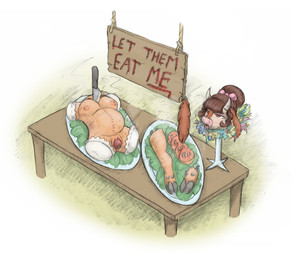 accessory adolescent anthro apple bow_ribbon breasts character_prepared_as_food corpse death decapitation dismemberment feet female female_death food food_fetish food_in_pussy food_insertion food_play fruit fur genitals gore hair hair_accessory hair_bow hair_ribbon half-closed_eyes horn improvised_sex_toy narrowed_eyes nipples nude penetration plant ribbons severed_body_part severed_foot severed_head severed_leg severed_limb severed_tail sign snuff solo tail text toes tongue tongue_out tray vaginal vaginal_penetration vulva young young_anthro young_female meowmere bovid bovine cattle mammal english_text hi_res