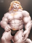 abs anthro areola arm_tuft armpit_hair barazoku beard biceps big_biceps big_deltoids big_forearm_muscles big_muscles big_pecs biped black_clothing black_jockstrap black_lips black_underwear blocky_snout blonde_armpit_hair blonde_beard blonde_body_hair blonde_chest_hair blonde_eyebrows blonde_facial_hair blonde_hair blonde_pubes blonde_sideburns body_hair broad_shoulders brown_claws bulge chest_hair claws clothed clothing deltoids elbow_tuft eyebrows facial_hair finger_claws forearm_muscles front_view fur grey_areola grey_nipples hair hand_on_hip humanoid_hands inner_ear_fluff jockstrap kemono light light_armpit_hair light_beard light_body light_body_hair light_chest_hair light_ears light_eyebrows light_facial_hair light_fur light_hair light_inner_ear light_inner_ear_fluff light_pubes light_sideburns light_tail light_tuft lips logo long_hair long_tail looking_at_viewer male male_anthro monotone_beard monotone_body monotone_facial_hair monotone_fur monotone_hair monotone_inner_ear monotone_sideburns monotone_tail muscular muscular_anthro muscular_arms muscular_legs muscular_male muscular_thighs navel nipples obliques open_mouth open_smile pecs pink_inner_ear pink_nose pink_tongue pose pubes pupils quads round_ears serratus sharp_teeth sideburns simple_background skimpy small_claws smile smiling_at_viewer snout solo standing tail teeth thick_neck tongue topless topless_anthro topless_male trapezius triceps tuft underwear underwear_only wavy_tail white_body white_ears white_fur white_inner_ear_fluff white_tail white_tuft yellow_eyes physen felid lion mammal pantherine 2020 absurd_res artist_logo digital_media_(artwork) digital_painting_(artwork) hi_res lighting pinup portrait shaded signature three-quarter_portrait watermark