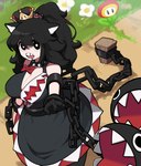 absurd_res animal_ears animal_humanoid big_breasts black_clothing black_dress black_eyes black_gloves black_handwear bound bow_ribbon bowsette_meme breasts cat_humanoid chain chain_chomp chain_leash chained chompette clothing collar crown dress felid felid_humanoid feline feline_humanoid female fire_flower gloves grass handwear headgear hi_res humanoid leash looking_at_viewer mammal mammal_humanoid mario_bros meme min_lona nintendo open_mouth plant reaching_towards_viewer sharp_teeth solo spiked_collar spikes super_crown teeth