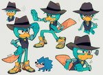 anthro anthrofied beak biped brown_eyes clothing duo feral feralized footwear formal hat headgear headwear male quadruped shoes simple_background tail topwear reynarabi disney phineas_and_ferb sega sonic_the_hedgehog_(series) perry_the_platypus sonic_the_hedgehog eulipotyphlan hedgehog mammal monotreme platypus 2025 crossover hi_res