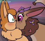 ambiguous/ambiguous ambiguous_gender duo feral flower heart_eyes heart_symbol kissing neck_tuft plant text tuft brandonbradinski nintendo pokemon eevee generation_1_pokemon pokemon_(species) artist_name hi_res female_(lore) male_(lore)