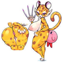 anthro anus areola ass_suck big_breasts big_butt breasts butt claws countershading curvy_figure dipstick_tail duo erect_nipples eyelashes eyeshadow female fur genitals makeup markings multicolored_body multicolored_fur narrowed_eyes nipples pawpads paws pink_anus pink_areola purple_eyes spots spread_anus spreading tail tail_markings tuft vulva white_body white_fur wide_hips yellow_body yellow_fur yellow_sclera matospectoru kirby_(series) kirby_and_the_forgotten_land nintendo clawroline kirby felid leopard mammal pantherine hi_res