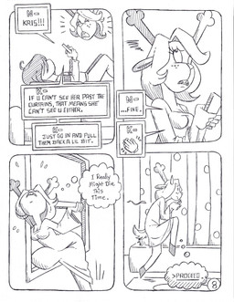 anthro bathroom breaking_and_entering breasts cellphone clothing duo electronics female freckled_face freckles hair hair_over_eyes horn male nervous nightgown outside phone small_breasts smartphone sneaking text text_message thought_bubble circe_(artist) deltarune undertale_(series) kris_dreemurr noelle_holiday deer human mammal new_world_deer reindeer comic english_text hi_res