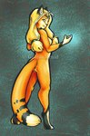 anthro blonde_hair breasts butt butt_pose claws digitigrade dipstick_tail female finger_claws hair long_hair looking_at_viewer looking_back looking_back_at_viewer markings nude pose rear_view solo standing tail tail_markings toe_claws goldendruid felid feline mammal 2010 full-length_portrait portrait