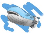 ambiguous_gender big_diaper blue_body blue_skin clean_diaper diaper dot_eyes feral fin multicolored_body open_mouth side_view simple_eyes solo teeth two_tone_body white_body white_skin jays_art_corner nintendo pokemon generation_3_pokemon marine pokemon_(species) wailord hi_res
