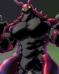 abs antennae_(anatomy) anthro anthrofied barazoku big_muscles big_pecs featureless_chest fingers half-closed_eyes huge_muscles huge_pecs huge_thighs looking_at_viewer male manly muscular muscular_anthro muscular_arms muscular_male narrowed_eyes pecs pokemorph solo spikes thick_neck thick_thighs sharkinn nintendo pokemon generation_5_pokemon pokemon_(species) scolipede colored hi_res