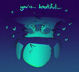 ambiguous_gender anthro dialogue heart_eyes heart_symbol simple_background solo fishtacosad leo_(fishtacosad) felid feline mammal low_res