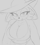 anthro big_breasts bikini bikini_top bodily_fluids breasts clothing female huge_breasts solo summer sweat sweatdrop swimwear two-piece_swimsuit champchidi sega sonic_the_hedgehog_(series) rouge_the_bat bat mammal absurd_res hi_res monochrome sketch