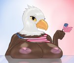 5_fingers american_flag anthro areola beak big_breasts breast_rest breasts brown_body brown_feathers eyelashes feathers female fingers flag flag_(object) glistening hand_on_breast holding_flag holding_object holidays huge_breasts looking_at_viewer multicolored_body multicolored_feathers nipples non-mammal_breasts non-mammal_nipples pink_areola pink_nipples presenting smile smiling_at_viewer solo squish united_states_of_america white_body white_feathers yellow_beak yellow_sclera thousandfoldfeathers 4th_of_july american_eagle accipitrid accipitriform avian bald_eagle bird eagle sea_eagle 2019 digital_media_(artwork) hi_res shaded