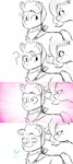 acting_like_a_cat eyes_closed female headpat headpiece kerchief male neckerchief neckwear petting purring question_mark sash justinmacklis hasbro mlp_g5 my_little_pony hitch_trailblazer_(mlp) pipp_petals_(mlp) equid equine horse mammal pony absurd_res comic hi_res restricted_palette