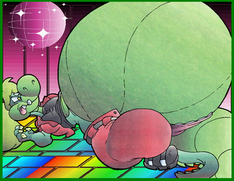 after_vore anthro belly big_belly border disco_ball female female_pred green_border group huge_belly inside lying on_back overweight vore virus-20 masheilla_(virus-20) alligator alligatorid crocodilian reptile scalie 2014