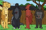 anthro beverage building can container fance fur horn house plant pose standing tail tree wings herakidpatrol european_mythology godzilla_(series) greek_mythology king_of_the_hill mythology toho godzilla kevin_(godzilla) king_ghidorah king_kong rodan_(toho) ape dragon haplorhine hydra kaiju lizard mammal mythological_creature mythological_scalie prehistoric_species primate pterosaur reptile scalie 2021 digital_drawing_(artwork) digital_media_(artwork) signature