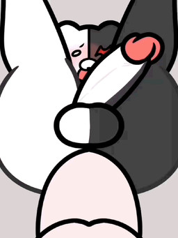 anal anal_penetration anthro balls big_butt black_body blush butt erection genitals male male/male male_penetrated male_penetrating male_penetrating_male multicolored_body penetration penis sex shy simple_background solo split_color white_body jun_zi_(artist) danganronpa spike_chunsoft monokuma bear mammal 2d_animation 3:4 animated digital_media_(artwork)