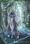 2012 anthro biped detailed_background female idkuroi marine nude outside plant scenery solo standing tail tree water wood