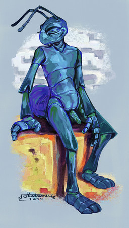 antennae_(anatomy) anthro blue_antennae blue_body blue_penis eyes_closed genitals glistening glistening_body male male_anthro nude_anthro nude_male penis sitting solo the_dawner a_bug's_life disney pixar flik_(a_bug's_life) ant arthropod hymenopteran insect 2024 digital_media_(artwork) english_description hi_res procreate_(artwork) shaded