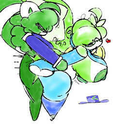 anthro arm_grab big_breasts bodily_fluids breasts butt clothing drooling duo eyes_closed eyewear female fur glasses green_body green_fur legwear male plap saliva sex side_view thick_thighs thigh_highs polywu6i matcha_(flowsie) papaya_(flowsie) humanoid 1:1 2025 sketch