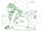 anthro bottomless breasts clothed clothing female green_line_art holidays non-mammal_breasts solo tail drxii christmas yuke_(drxii) nushi scalie 2008 colored_line_art green_and_white line_art monochrome