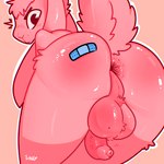 anthro anus backsack balls band-aid band-aid_on_butt bandage blush blush_lines butt flaccid floppy_ears foreskin fur genitals half-closed_eyes humanoid_genitalia humanoid_penis looking_at_viewer looking_back male narrowed_eyes penis perineum pink_body pink_fur presenting presenting_anus presenting_balls presenting_hindquarters presenting_penis simple_background solo tan_background unretracted_foreskin vein veiny_penis xing1 lagomorph leporid mammal rabbit 1:1 absurd_res hi_res