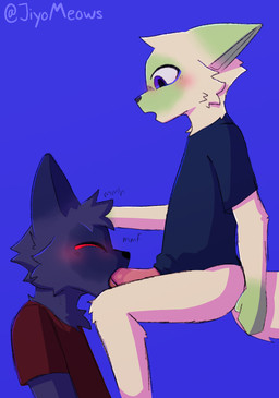 ambiguous_anthro ambiguous_gender ambiguous_penetrated anthro anthro_on_anthro anthro_penetrated anthro_penetrating anthro_penetrating_anthro arm_markings arm_tuft ball_tuft balls big_balls black_body black_fur black_nose blue_eyes blush bodily_fluids bottomless bottomless_anthro bottomless_male clothed clothing dipstick_ears duo ear_markings elbow_tuft erection fellatio fur fur_tuft genitals gloves_(marking) green_body green_fur half-identical_twins head_tuft humanoid_genitalia humanoid_penis male male/ambiguous male_anthro male_penetrating male_penetrating_ambiguous markings monotone_background multicolored_body multicolored_ears multicolored_fur onomatopoeia oral oral_only oral_penetration paws penetration penile penile_penetration penis penis_in_mouth pupils saliva saliva_on_penis sex shallow_penetration shirt side_view simple_background sound_effects t-shirt text tongue tongue_out tongue_out_fellatio topwear topwear_only tuft two_tone_body two_tone_fur jiyomeows ciro jiyo canid canine canis domestic_cat felid felinae feline felis hybrid mammal siamese_cat wolf 2025 artist_name colored digital_drawing_(artwork) digital_media_(artwork) english_text hi_res shaded brother_(lore) brothers_(lore) incest_(lore) male_(lore) sibling_(lore) twincest_(lore) twins_(lore)