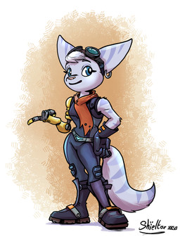 anthro arm_tuft belt blue_eyes boots clothing cybernetic_arm cybernetic_limb ear_piercing ear_ring eyebrows eyelashes eyewear eyewear_on_head female fluffy fluffy_tail footwear fur gloves goggles goggles_on_head handwear inner_ear_fluff piercing pink_nose red_scarf ring_piercing scarf shoes shoulder_tuft solo striped_body striped_fur stripes tail tuft shieltar ratchet_and_clank sony_corporation sony_interactive_entertainment rivet_(ratchet_and_clank) lombax mammal 2026 hi_res