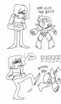 ambiguous_gender duo hair humor long_hair machine male not_furry open_mouth simple_background text undertale undertale_(series) frisk_(undertale) mettaton mettaton_neo human humanoid mammal robot comic digital_media_(artwork) english_text hi_res monochrome