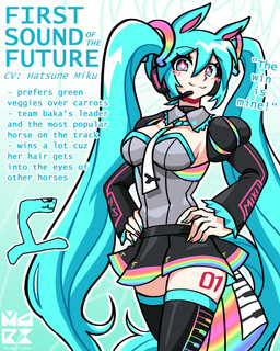 absolute_territory armwear black_bottomwear black_clothing black_legwear black_skirt black_thigh_highs blue_eyes blue_hair blush bottomwear breasts clothing description detached_sleeves electronics female gradient_background hair hair_between_eyes hands_on_hips headphones horse_ears juliet_sleeves leg_tattoo legwear long_hair long_sleeves looking_at_viewer multicolored_nails pleated_skirt puffy_sleeves simple_background skirt smile smiling_at_viewer solo tail tattoo text thigh_highs thigh_tattoo twintails_(hairstyle) nyapurrlitan horse_race_tests vocaloid yamaha_corporation hatsune_miku animal_humanoid equid equid_humanoid equine equine_humanoid horse_humanoid humanoid mammal mammal_humanoid 4:5 absurd_res character_name crossover digital_drawing_(artwork) digital_media_(artwork) english_text hi_res
