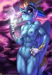 2015 abs anthro anthrofied atryl biceps biped blue_body blue_feathers blue_fur breasts butt digital_media_(artwork) electricity equid equine feathered_wings feathers female friendship_is_magic fur genitals hair hasbro hi_res lightning looking_at_viewer mammal multicolored_hair muscular muscular_anthro muscular_female my_little_pony mythological_creature mythological_equine mythology nipples nude pegasus power_ponies_(mlp) pussy rainbow_dash_(mlp) rainbow_hair solo standing wings zapp_(mlp)